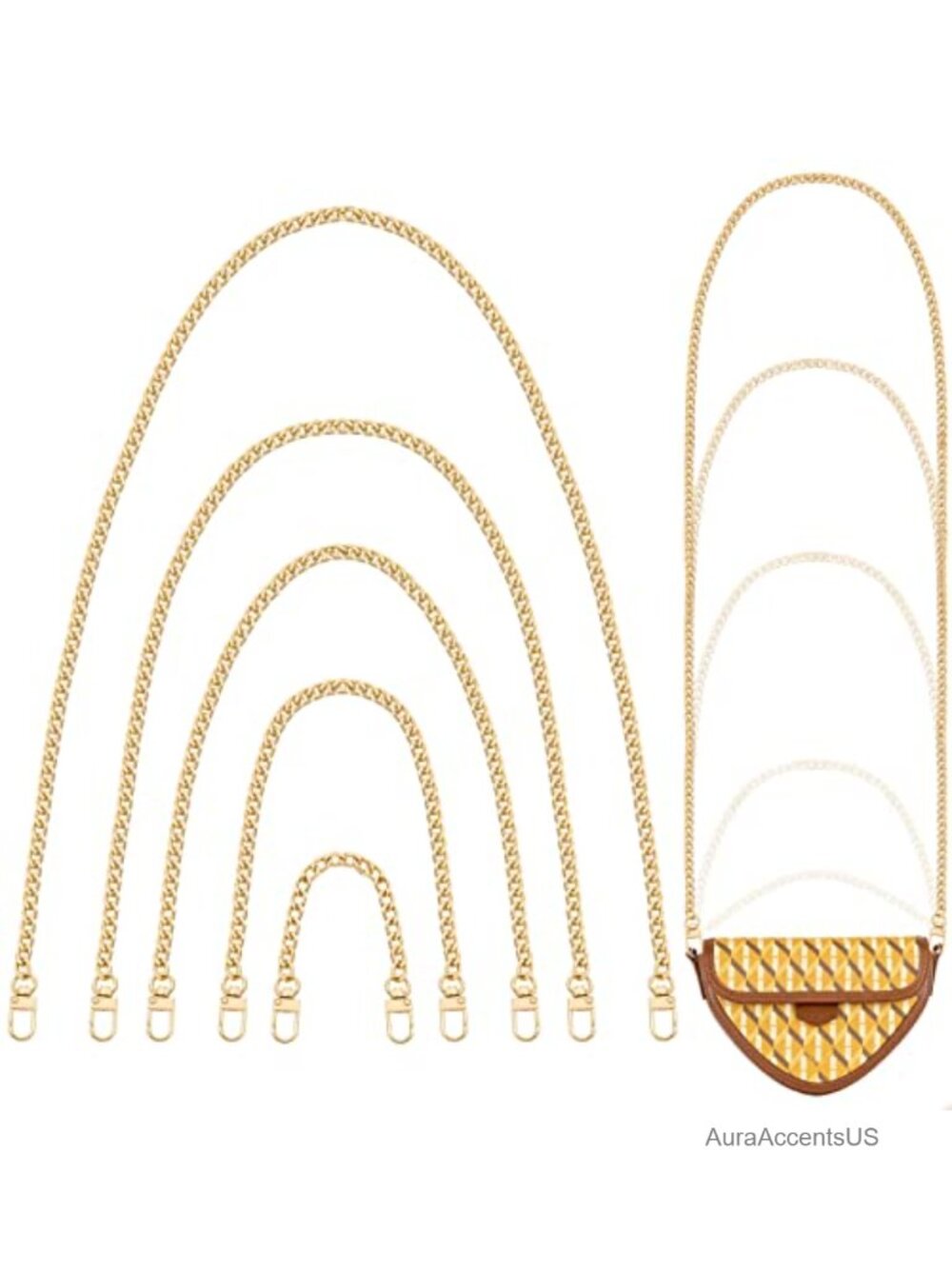 Purse Chain Strap Replacement 5PCS Gold Metal Alloy Crossbody Bag Extender